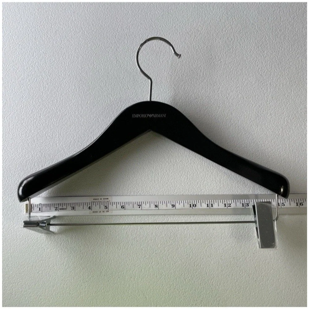 EMPORIO ARMANI Logo Black Wood Hanger For Suit, Shirts, Pants, Jackets.
